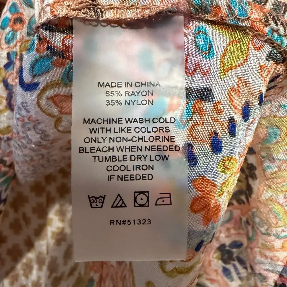 Vince Camuto 1X Boho Floral Paisley Blouse New
